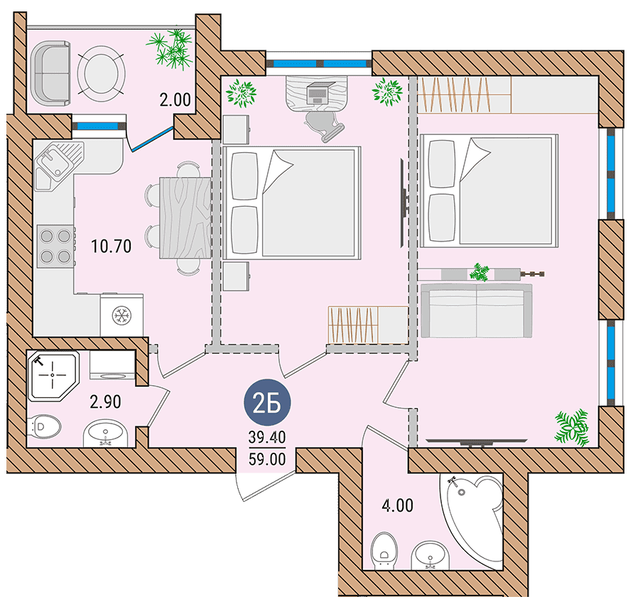 Двокімнатна квартира - 2Б